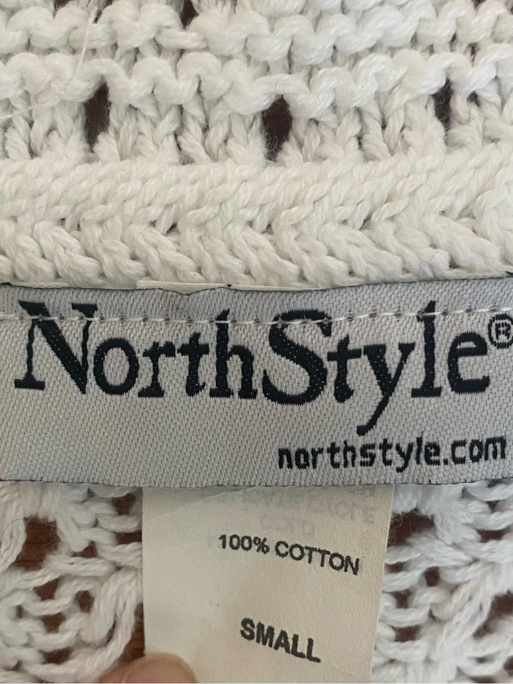 NorthStyle White Open Knit Crochet Cardigan Sweater Shrug Boho Cottagecore Small - Picture 8 of 10